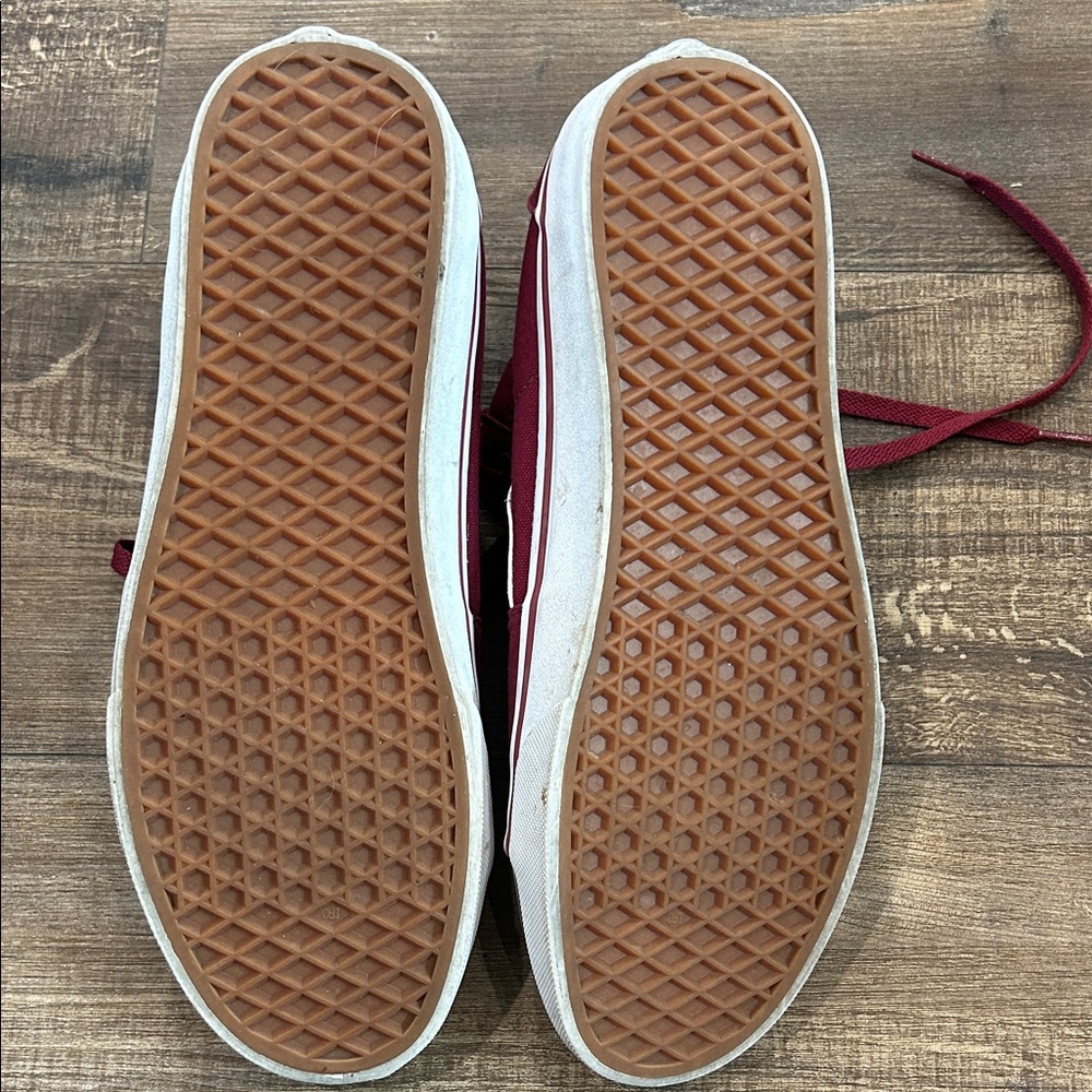 Vans Maroon High-Top Sneakers with White Stripe - Picture 6 of 6